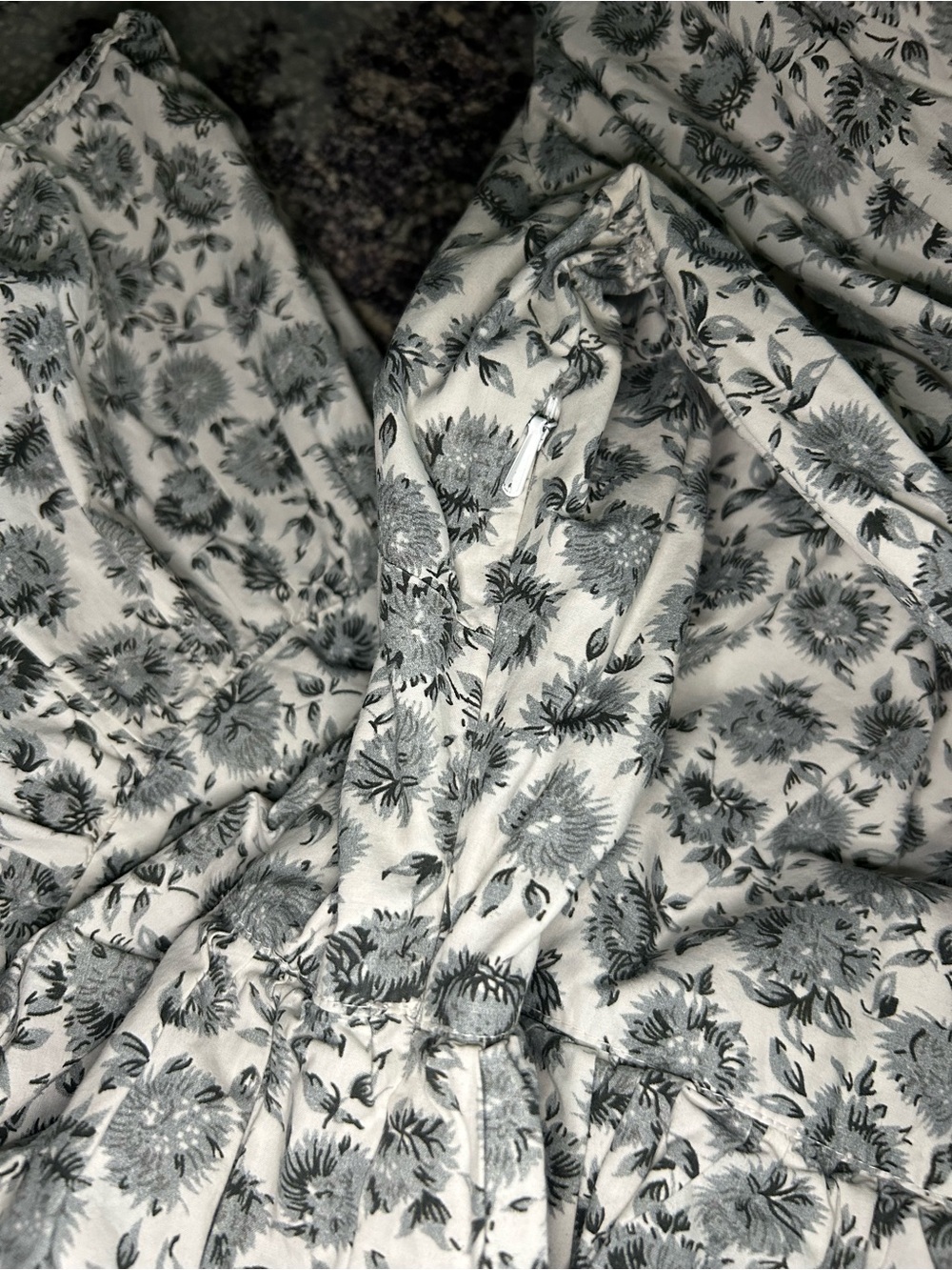 LoveShackFancy Black & White Floral V-Neck Mini Dress - Picture 5 of 5
